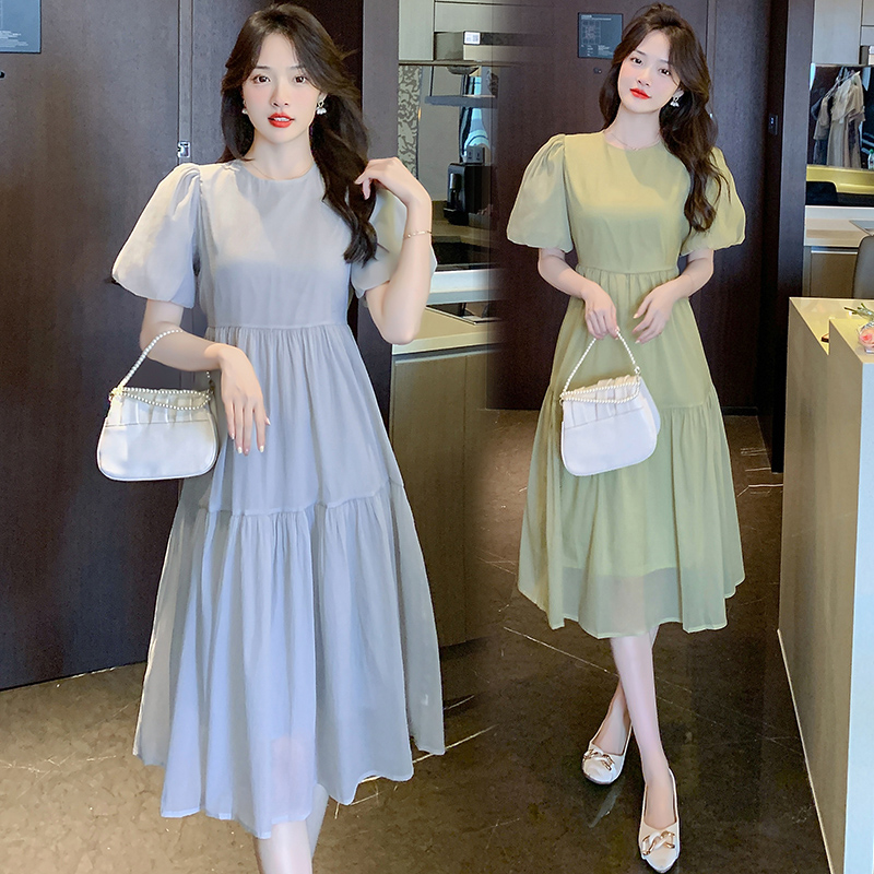 Summer Dress Women 2022 New Tie Waist Organza Feel Cinched Waist Gentle Fairy Dress