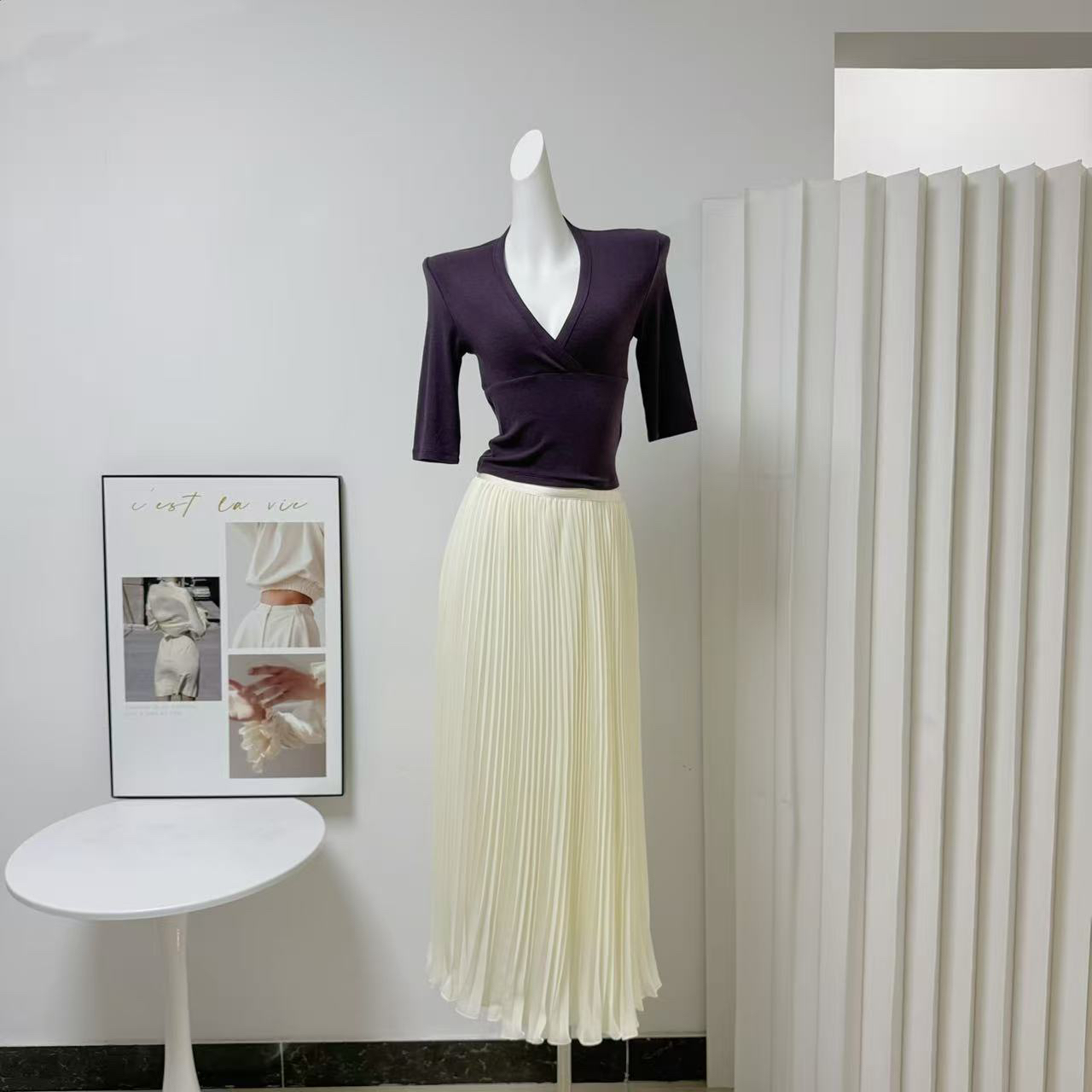 LYNEE Elegant Chiffon Pleated A-Line Long Skirt for Women 2026 Summer