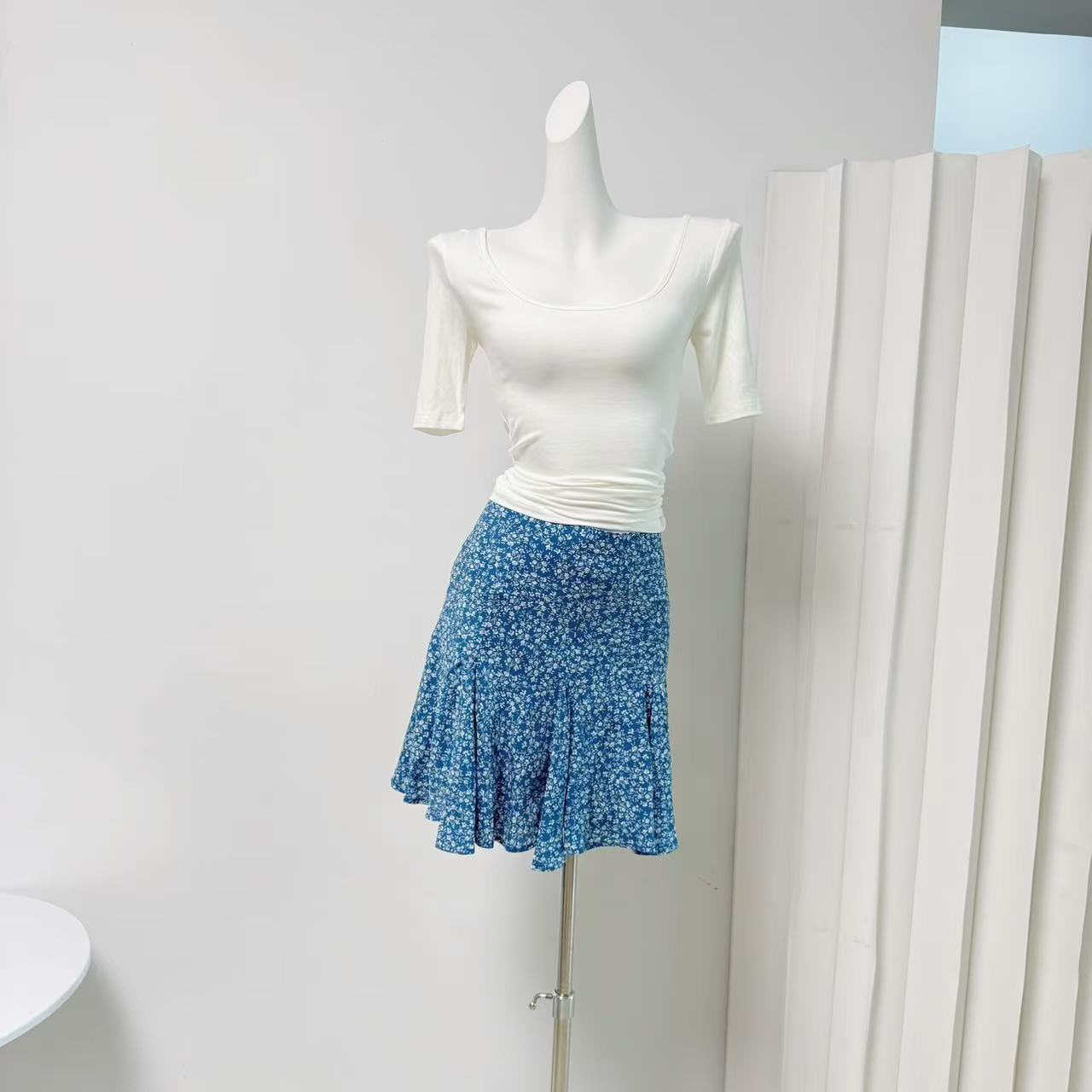 Yookson Summer Island Floral Lace Chiffon A-Line Midi Skirt
